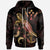 Kosrae Polynesian Zip up Hoodie Turtle With Blooming Hibiscus Gold Unisex Gold - Polynesian Pride