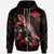 Papua New Guinea Polynesian Zip up Hoodie Turtle With Blooming Hibiscus Red Unisex Red - Polynesian Pride