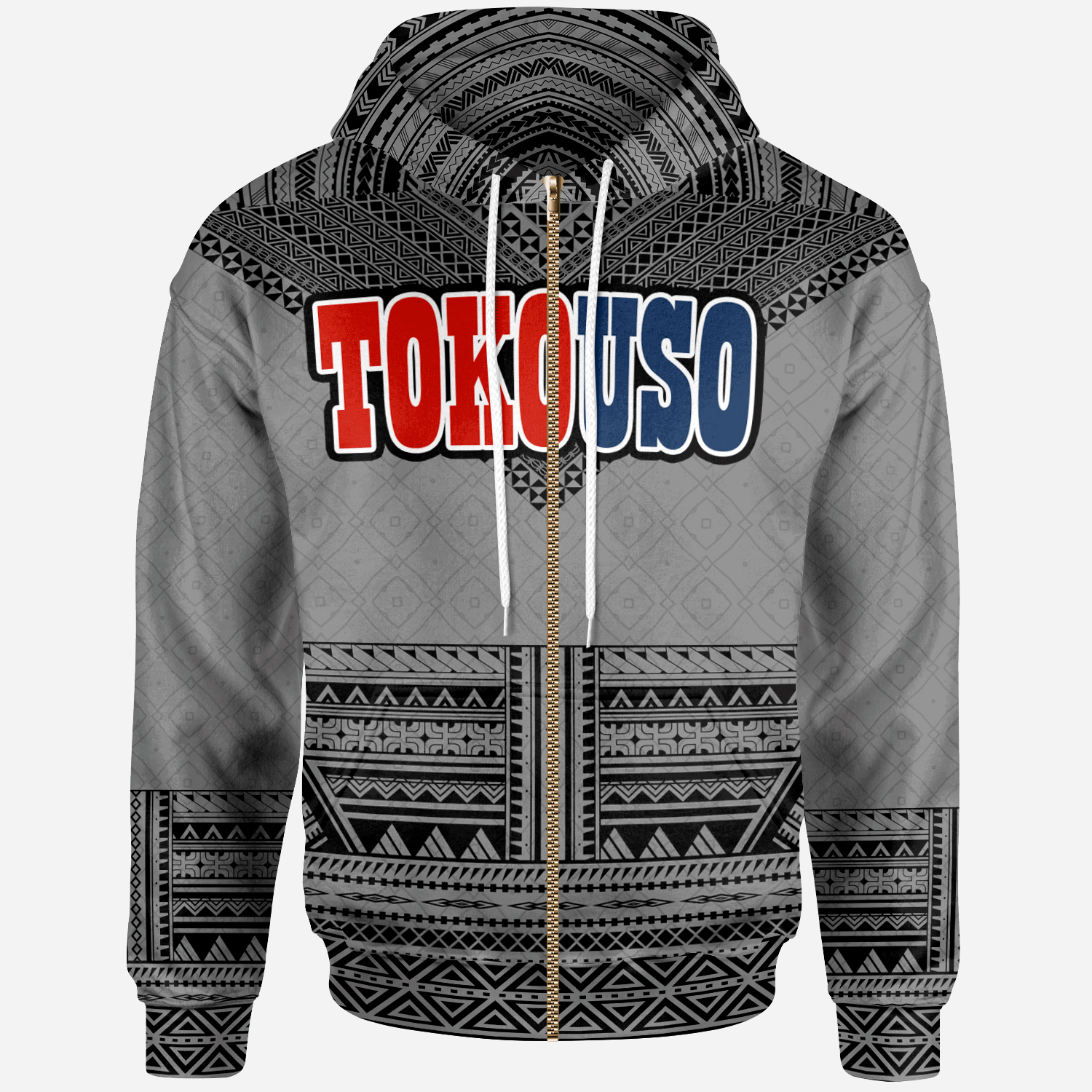 TokoUso Zip up Hoodie Unisex Gray - Polynesian Pride