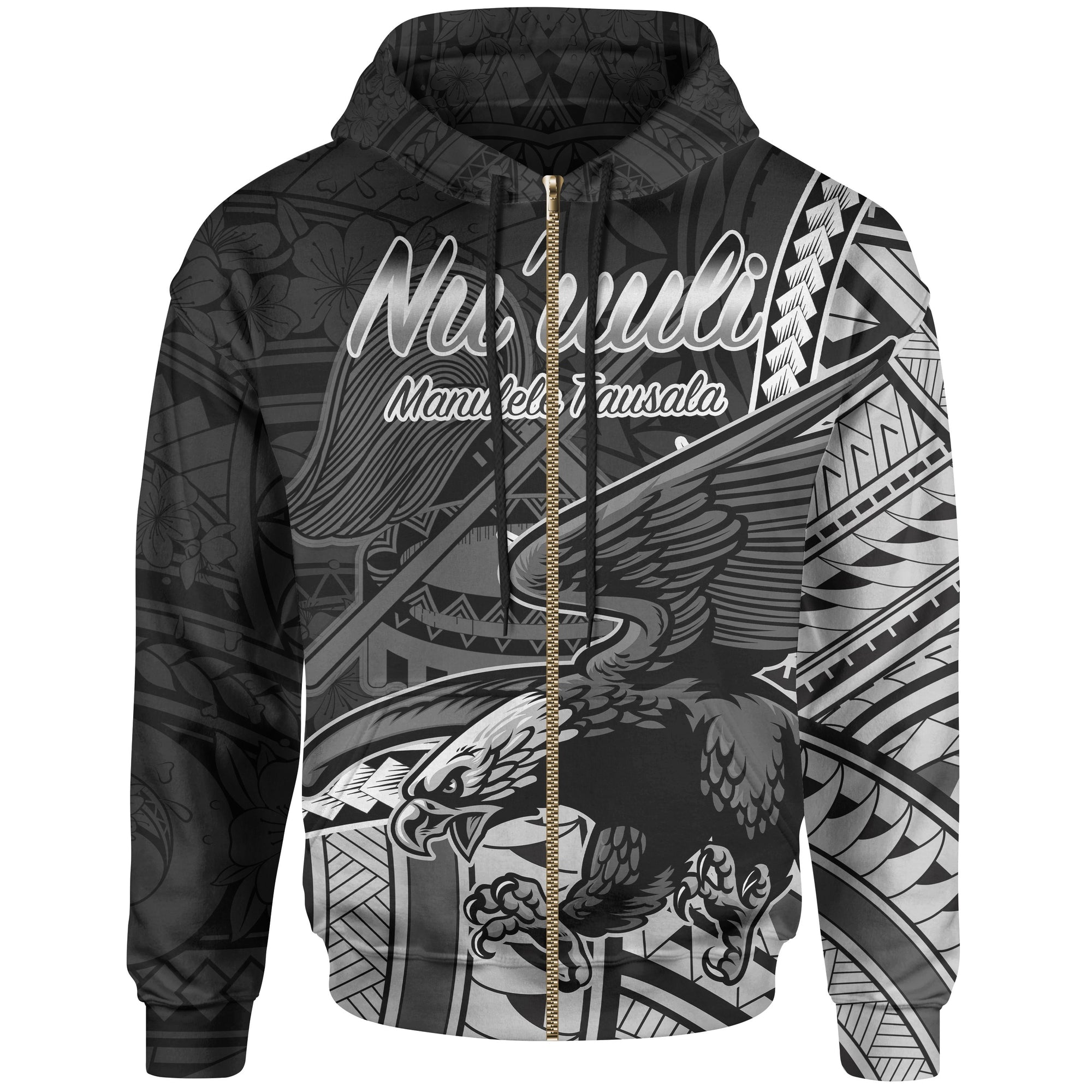 American Samoa Zip Hoodie Nuuuli Polynesian Patterns Unisex Black - Polynesian Pride