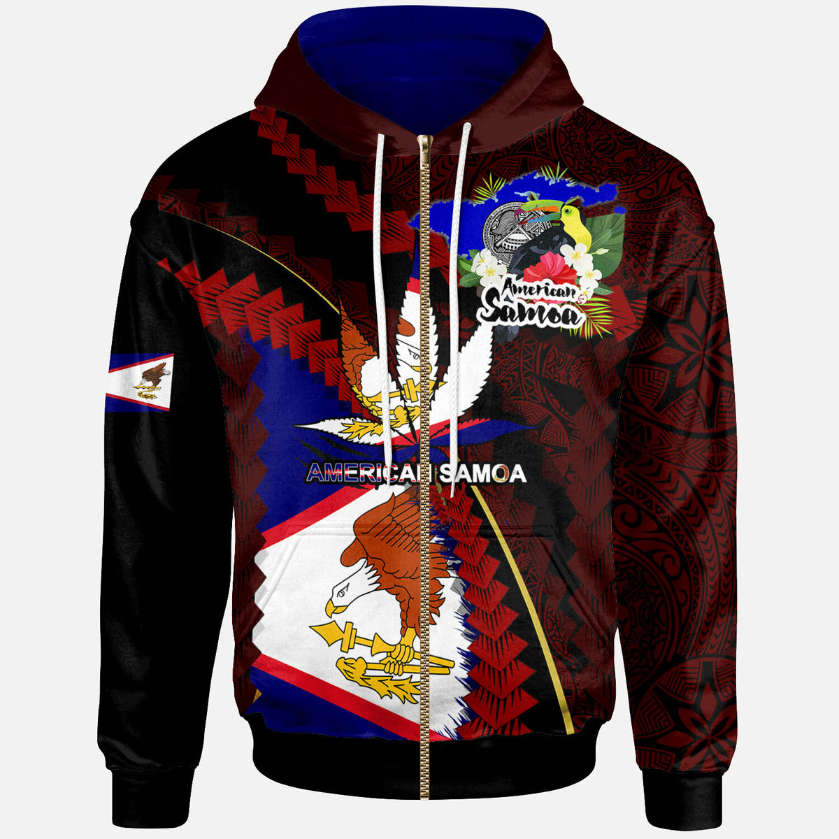 American Samoa Hoodie American Samoa Independence Day With State Flag and Marijuana Leaf Polynesian Style LT10 - Polynesian Pride