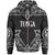 Tonga Zip up Hoodie Coat of Arms With Patterns White Color Unisex Black - Polynesian Pride