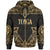 Tonga Zip up Hoodie Coat of Arms With Patterns Gold Color Unisex Black - Polynesian Pride