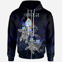 Guam Polynesian Zip up Hoodie Blue Turtle Couple Unisex Blue - Polynesian Pride