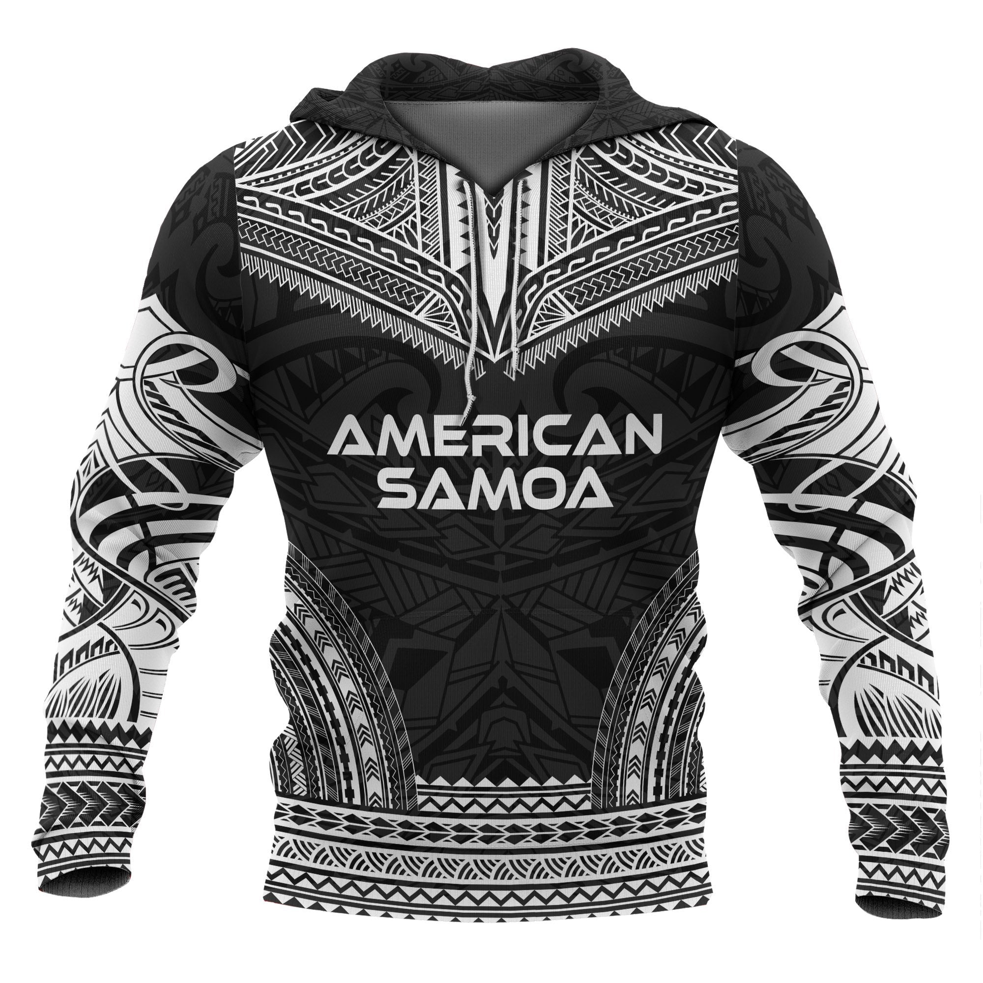 American Samoa Polynesian Chief Hoodie Black Version Unisex Black - Polynesian Pride