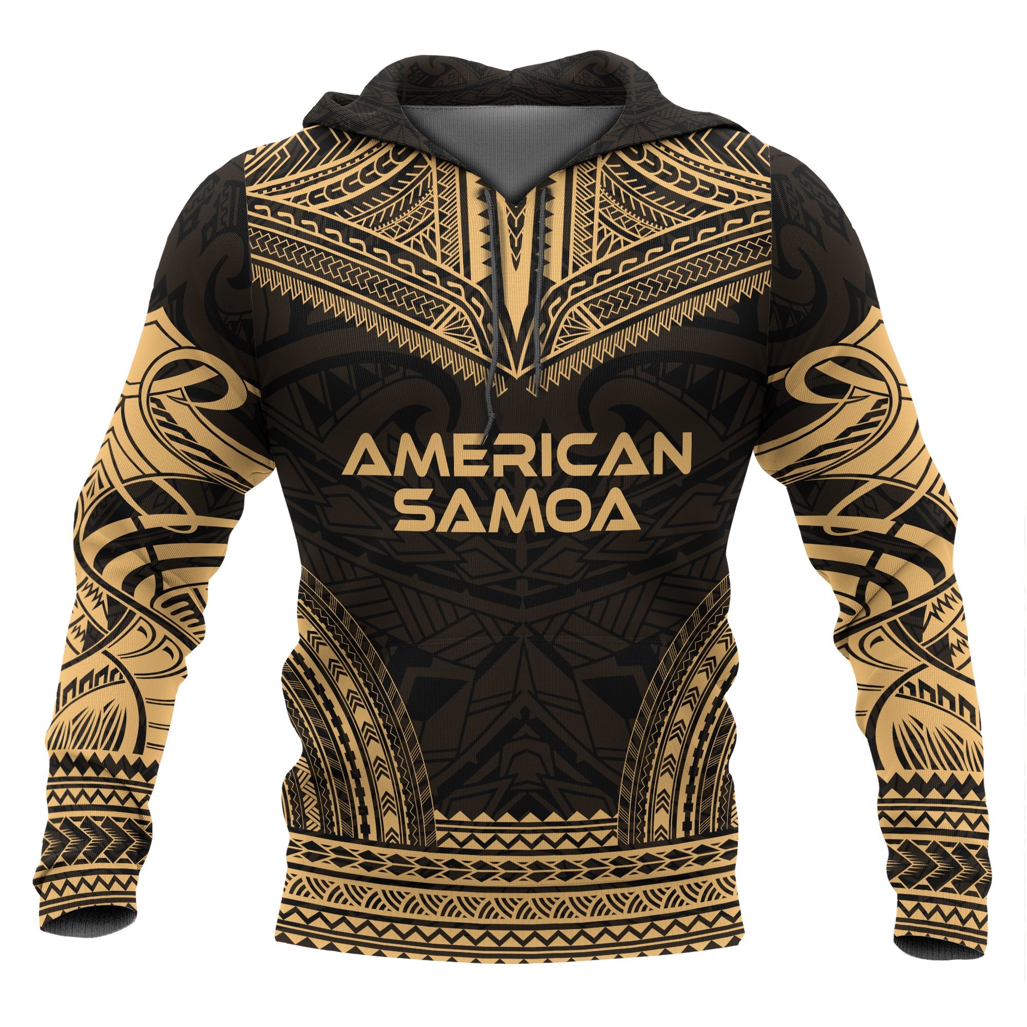 American Samoa Polynesian Chief Hoodie Gold Version Unisex Gold - Polynesian Pride