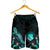 CNMI Polynesian Men's Shorts - Turtle With Blooming Hibiscus Turquoise - Polynesian Pride