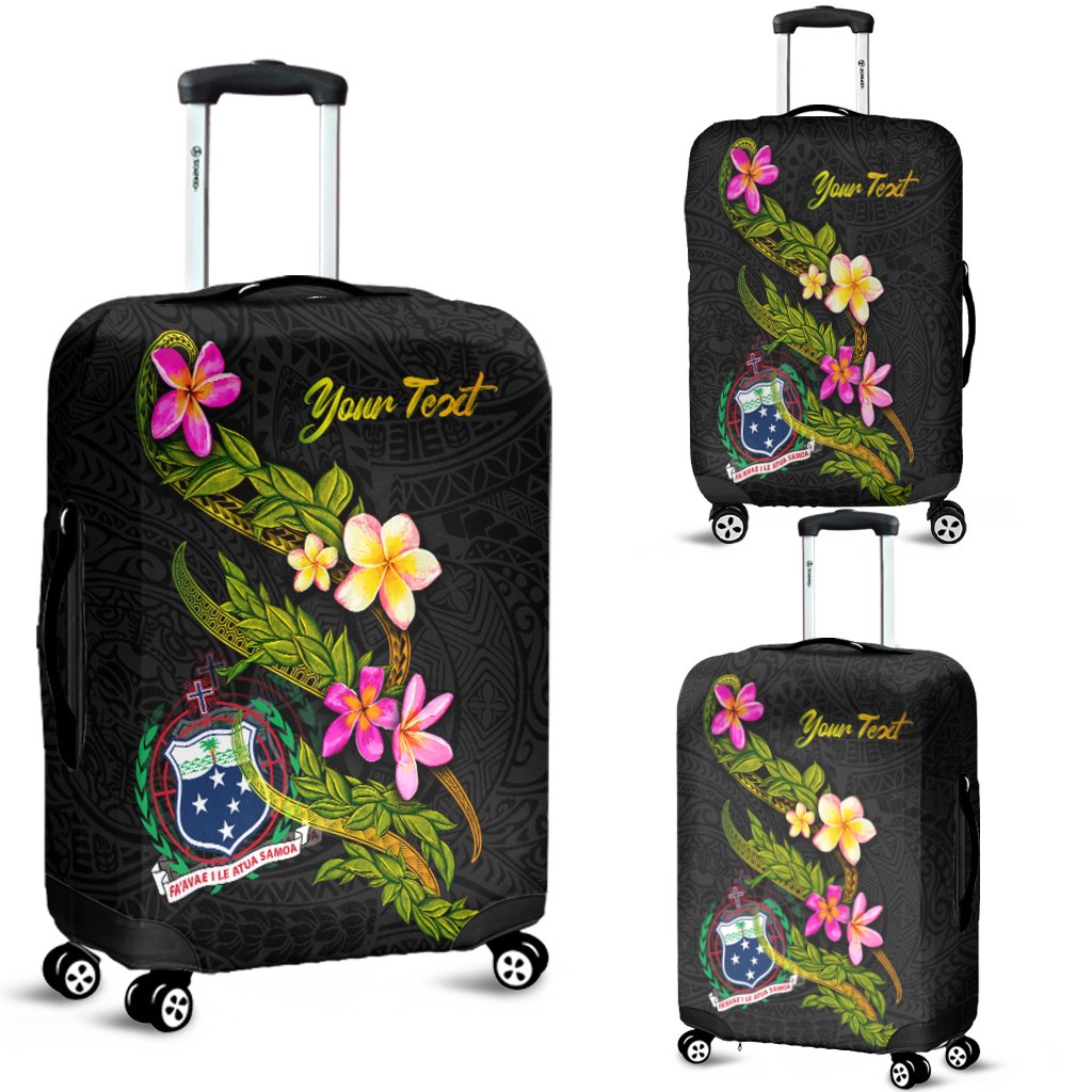 Samoa Polynesian Custom Personalised Luggage Covers - Plumeria Tribal Black - Polynesian Pride