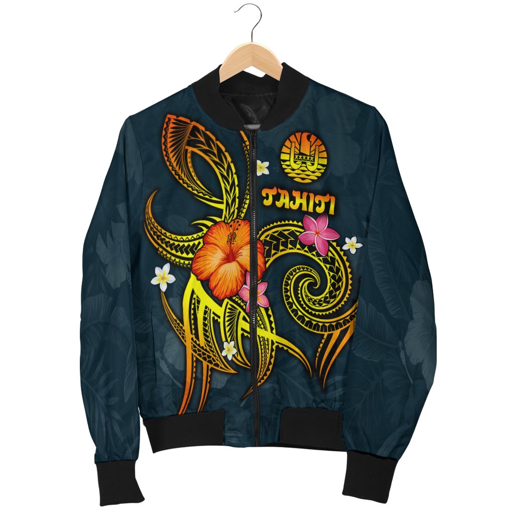 Polynesian Tahiti Men's Bomber Jacket - Legend of Tahiti (Blue) - Polynesian Pride