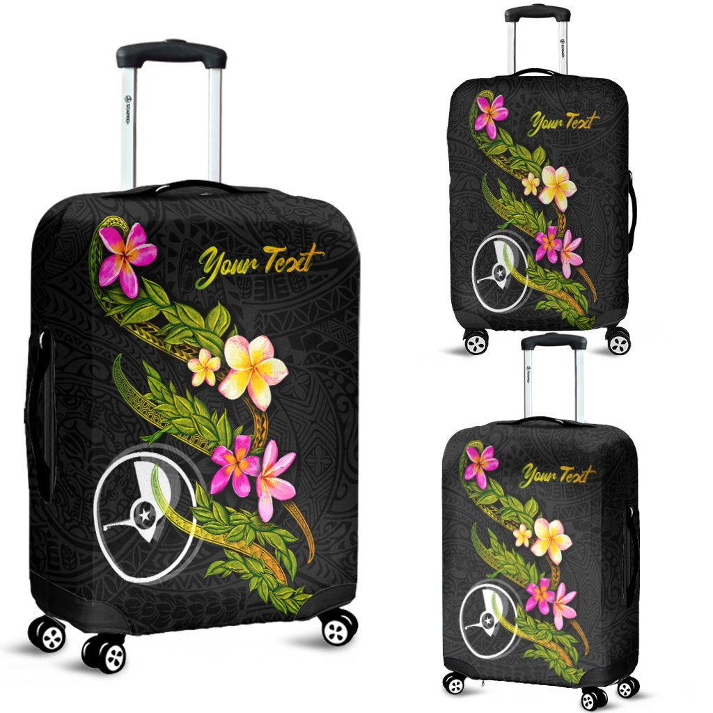 Yap Polynesian Custom Personalised Luggage Covers - Plumeria Tribal Black - Polynesian Pride