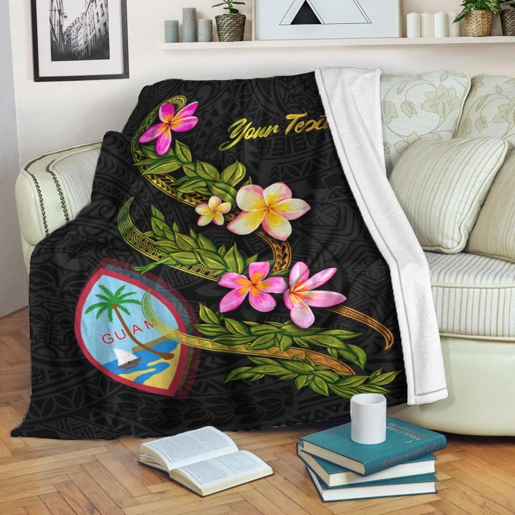 Guam Polynesian Custom Personalised Blanket - Plumeria Tribal White - Polynesian Pride