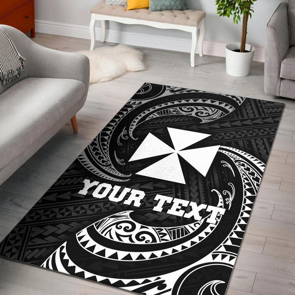 Wallis And Futuna Polynesian Custom Personalised Area Rug - White Tribal Wave White - Polynesian Pride