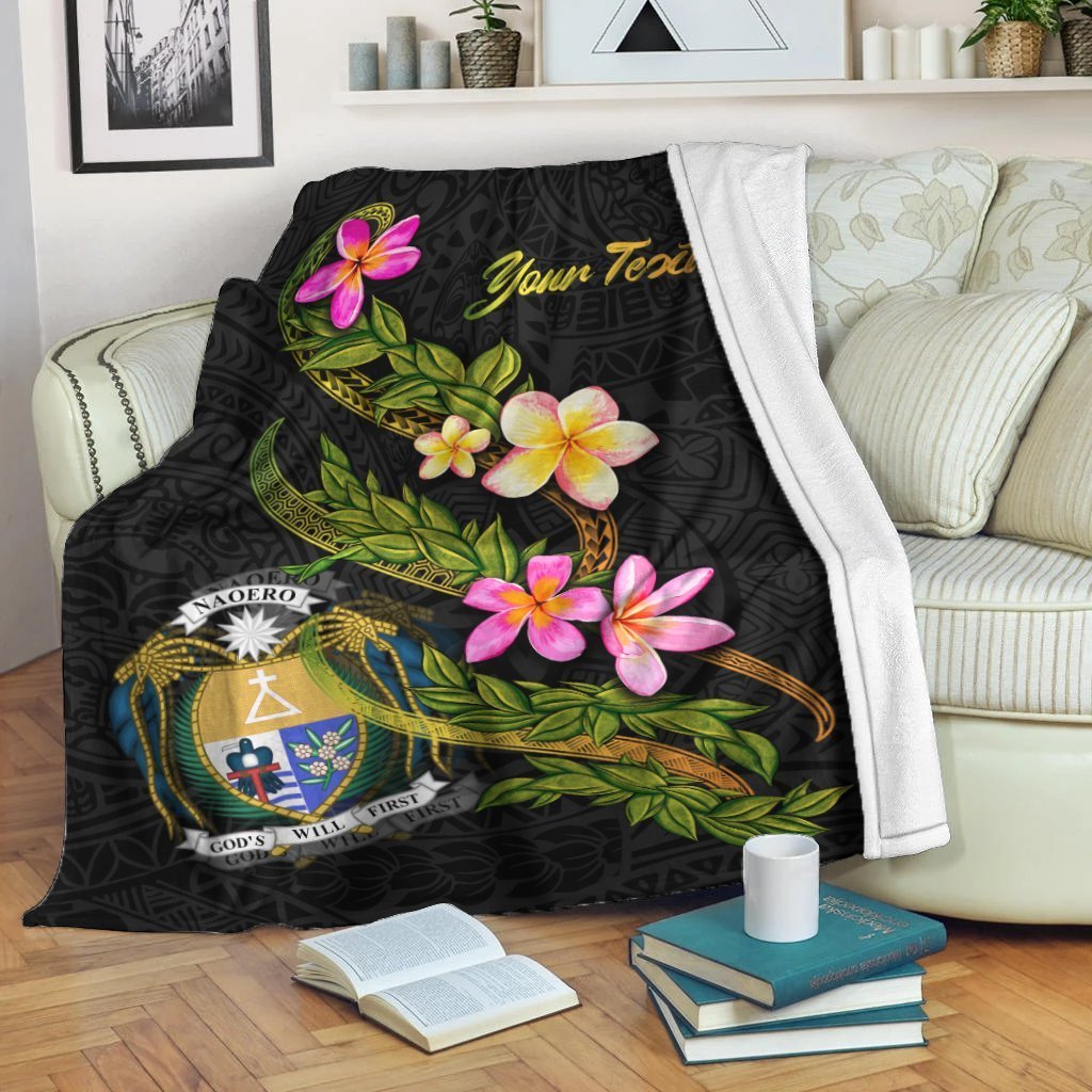 Nauru Polynesian Custom Personalised Blanket - Plumeria Tribal White - Polynesian Pride