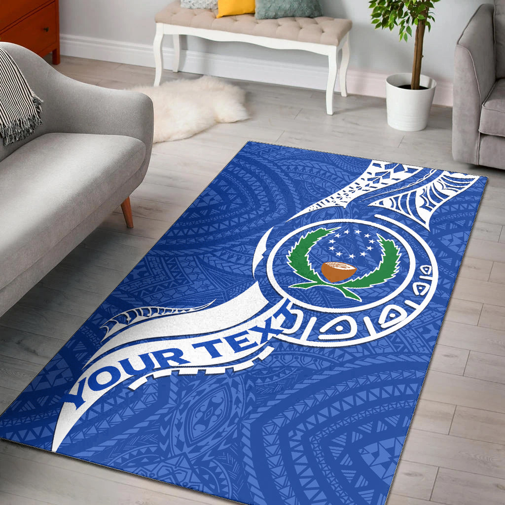 (Custom Personalised) Pohnpei Area Rug - Micronesia Pride Blue - LT12 Blue - Polynesian Pride