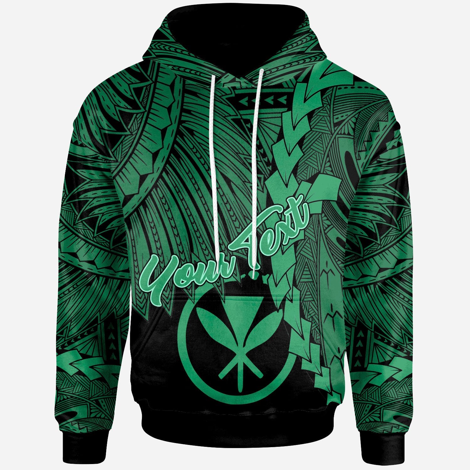 Polynesian Hawaii Custom Hoodie Tribal Wave Tattoo Green Unisex Green - Polynesian Pride