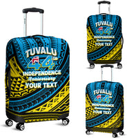 (Custom Personalised) Tuvalu Luggage Covers 44th Independence Anniversary - Tribal Pattern - LT12 Luggage Covers Blue - Polynesian Pride