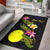 Palau Polynesian Custom Personalised Area Rug - Plumeria Tribal Black - Polynesian Pride