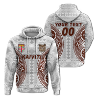 Custom Fiji Kaiviti Tapa Pattern Hoodie LT12 Hoodie White - Polynesian Pride