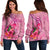 Papua New Guinea Polynesian Custom Personalised Women's Off Shoulder Sweater - Floral With Seal Pink Pink - Polynesian Pride