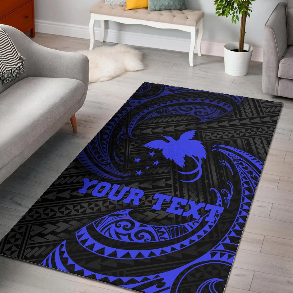 Papua New Guinea Polynesian Custom Personalised Area Rug - Blue Tribal Wave Blue - Polynesian Pride