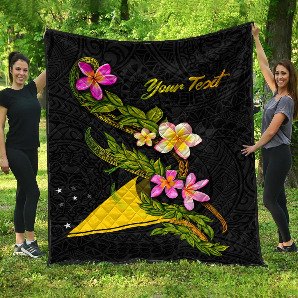 Tokelau Polynesian Custom Personalised Quilt - Plumeria Tribal Black - Polynesian Pride