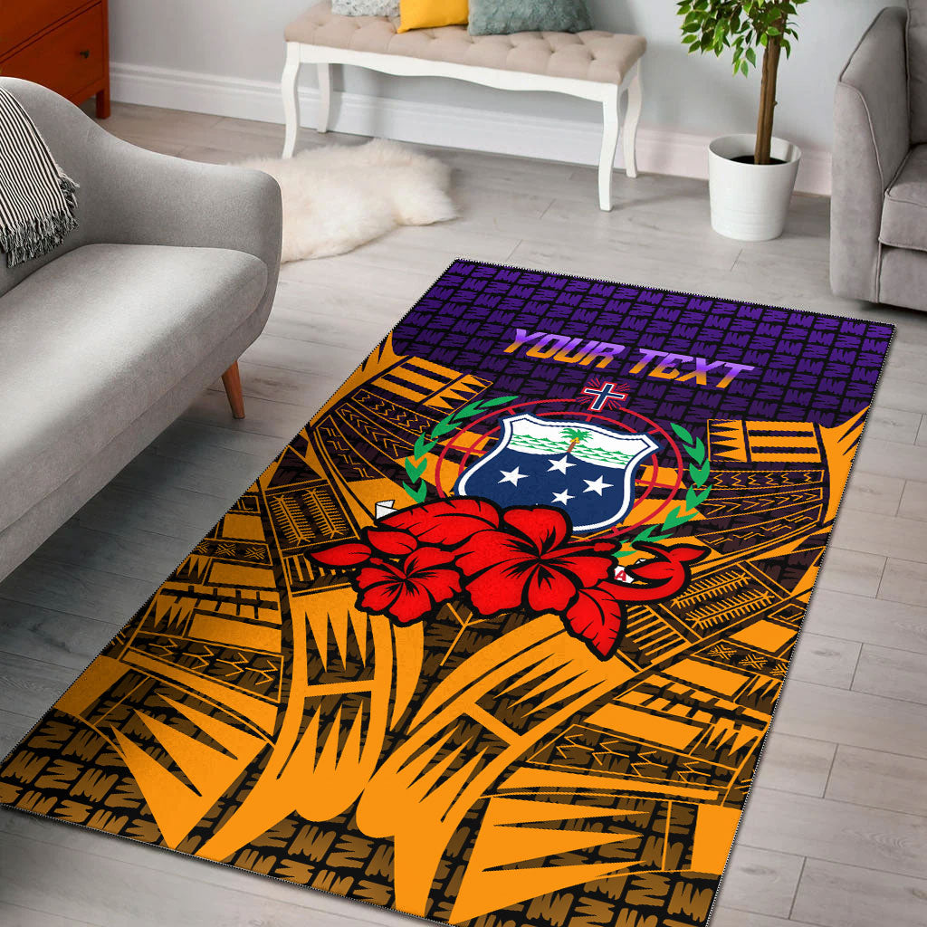 (Custom Personalised) Samoa Area Rug - Hibiscus With Tribal - LT12 Orange - Polynesian Pride