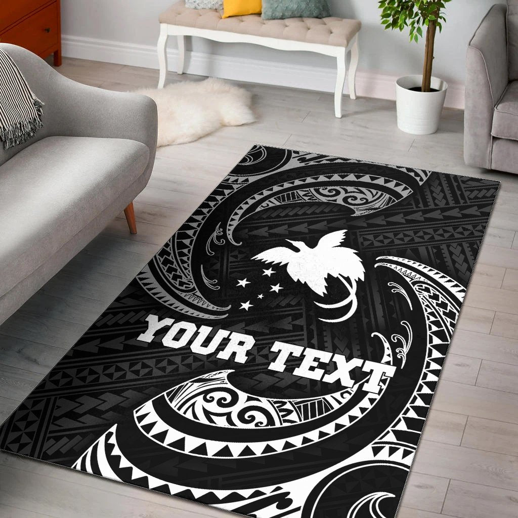 Papua New Guinea Polynesian Custom Personalised Area Rug - White Tribal Wave White - Polynesian Pride