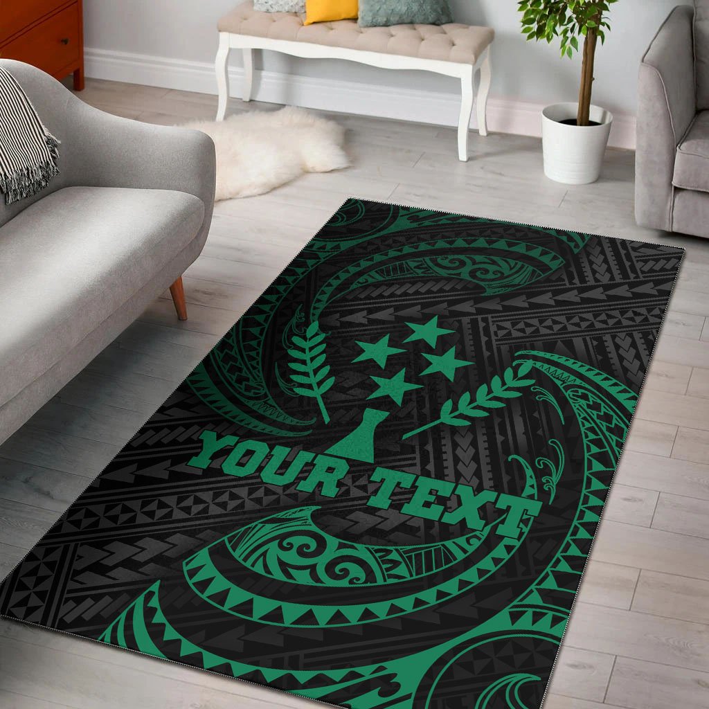 Kosrae Polynesian Custom Personalised Area Rug - Green Tribal Wave Green - Polynesian Pride