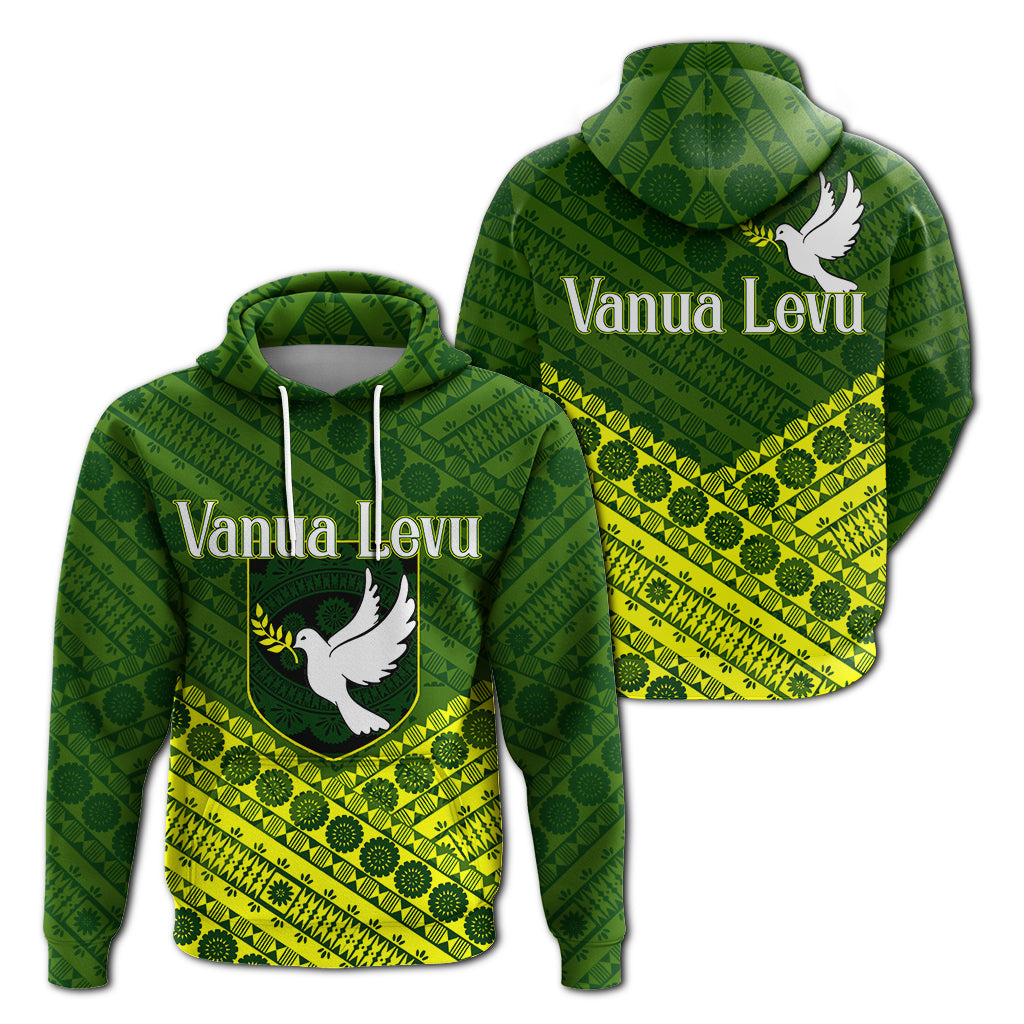 Vanualevu Fiji Hoodie Tapa Pattern LT12 Unisex Green - Polynesian Pride