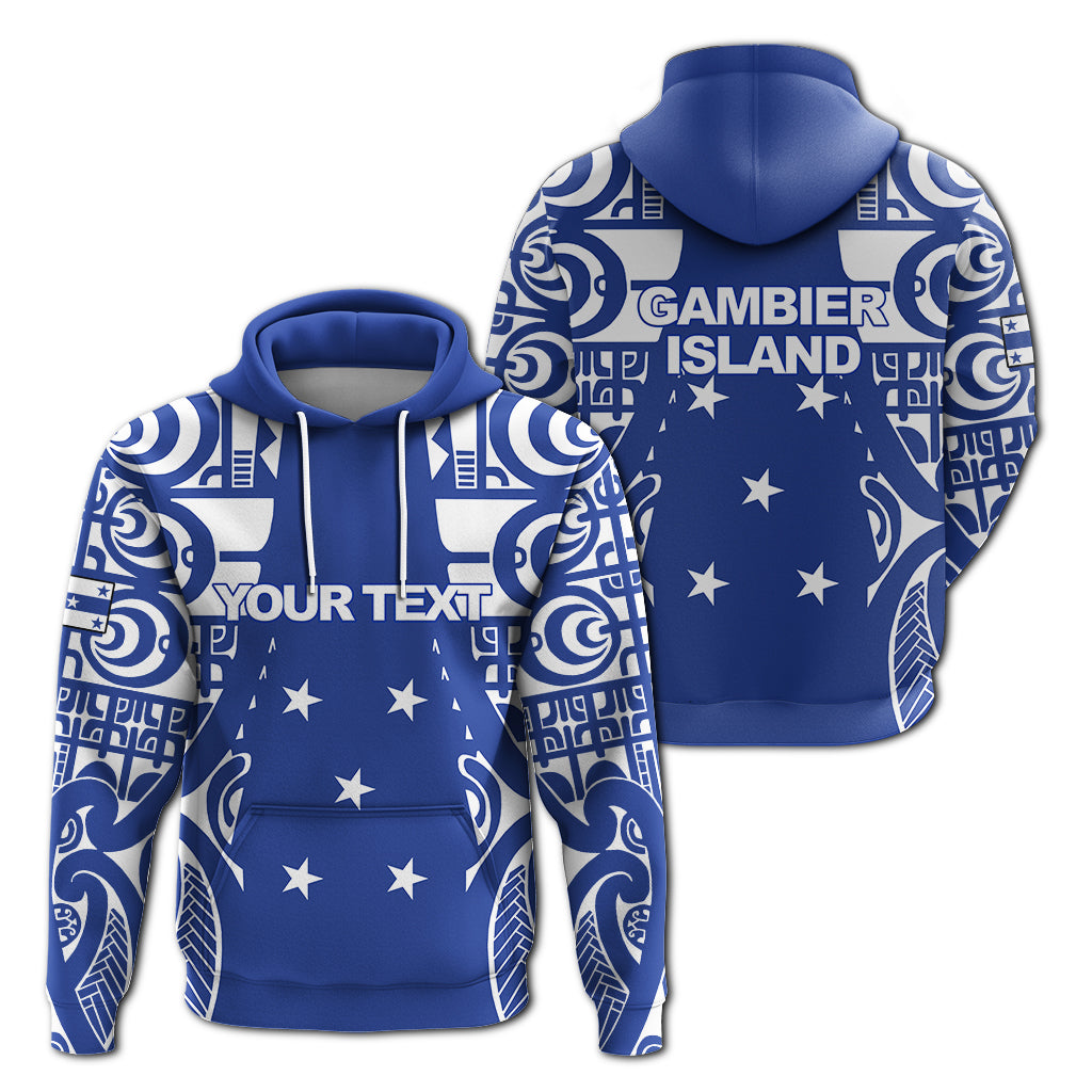 Custom Gambier Islands Tribal Tattoo Hoodie LT12 Hoodie Blue - Polynesian Pride