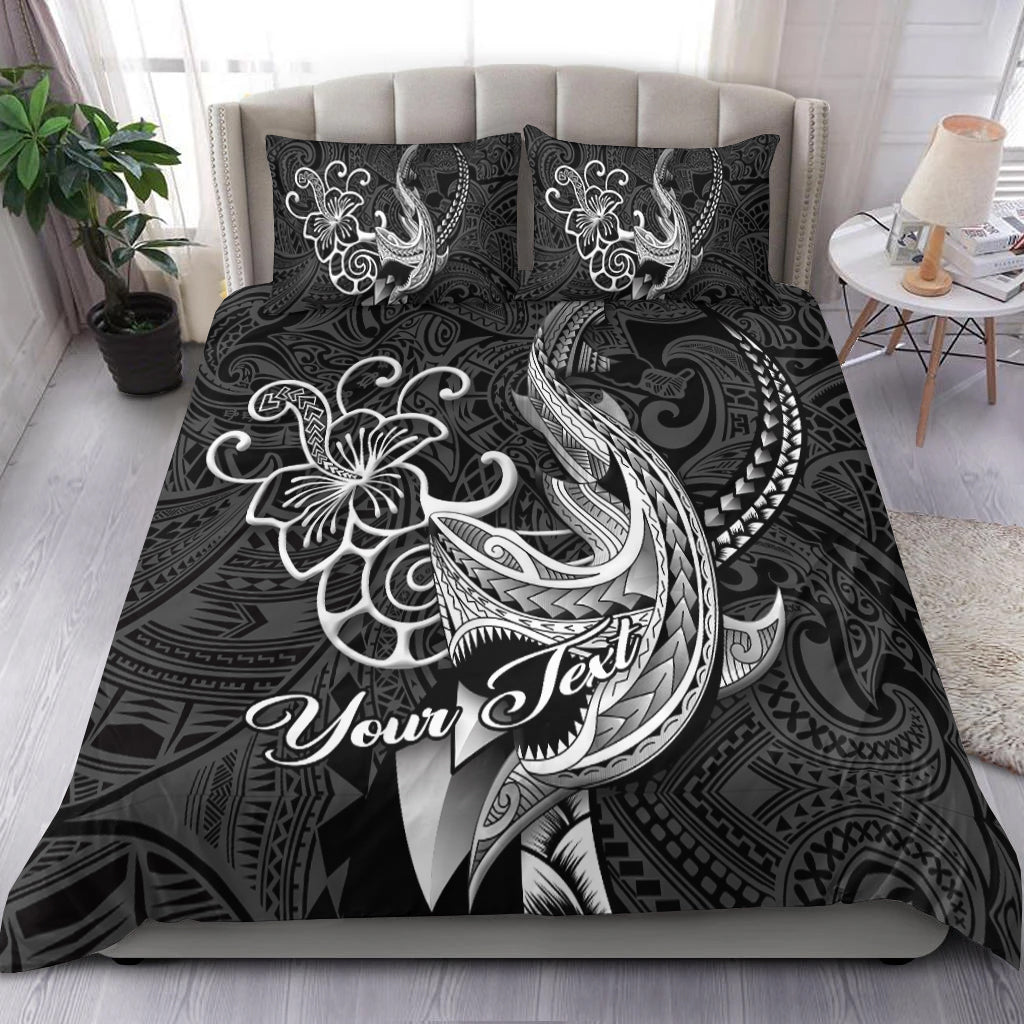(Custom Personalised) Polynesian Shark Tattoo Hawaii Tribal Bedding Set - LT12 Black - Polynesian Pride