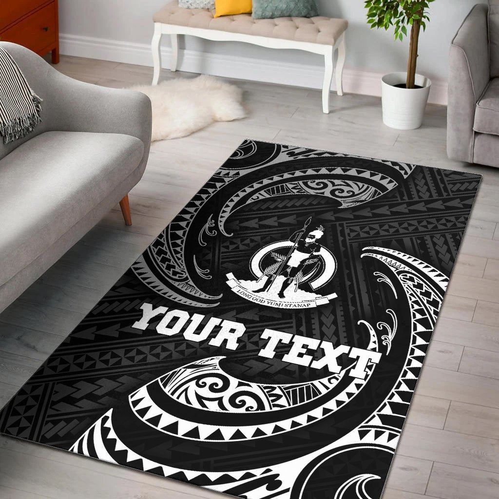 vanuatu Polynesian Custom Personalised Area Rug - White Tribal Wave White - Polynesian Pride