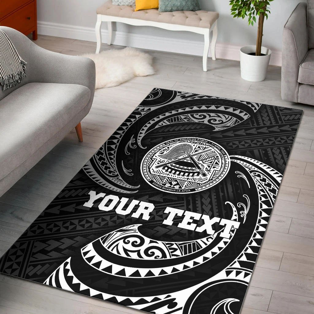 American Samoa Polynesian Custom Personalised Area Rug - White Tribal Wave White - Polynesian Pride