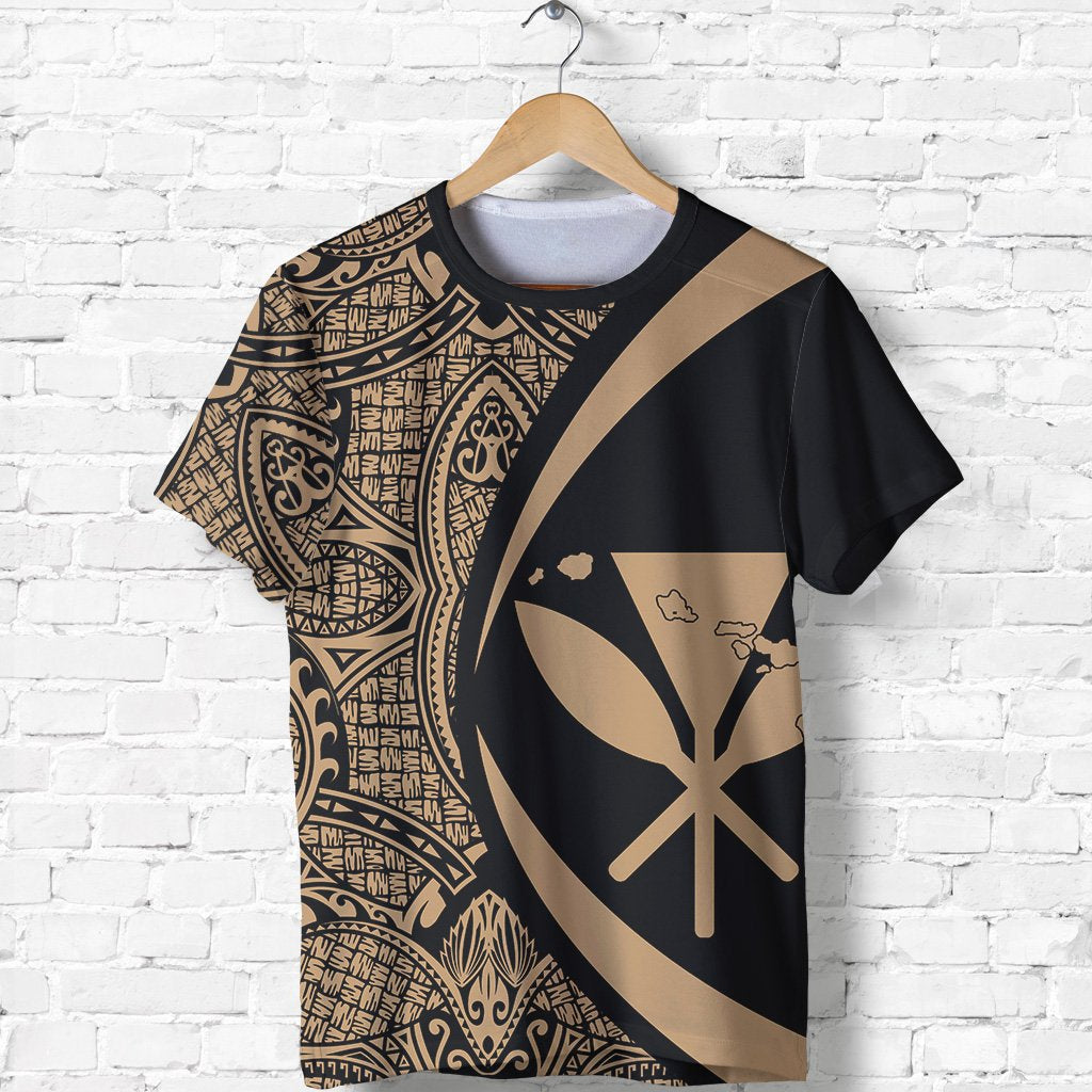 Kanaka Hawaii Map Gold Polynesian T shirt Circle Style Unisex Gold - Polynesian Pride