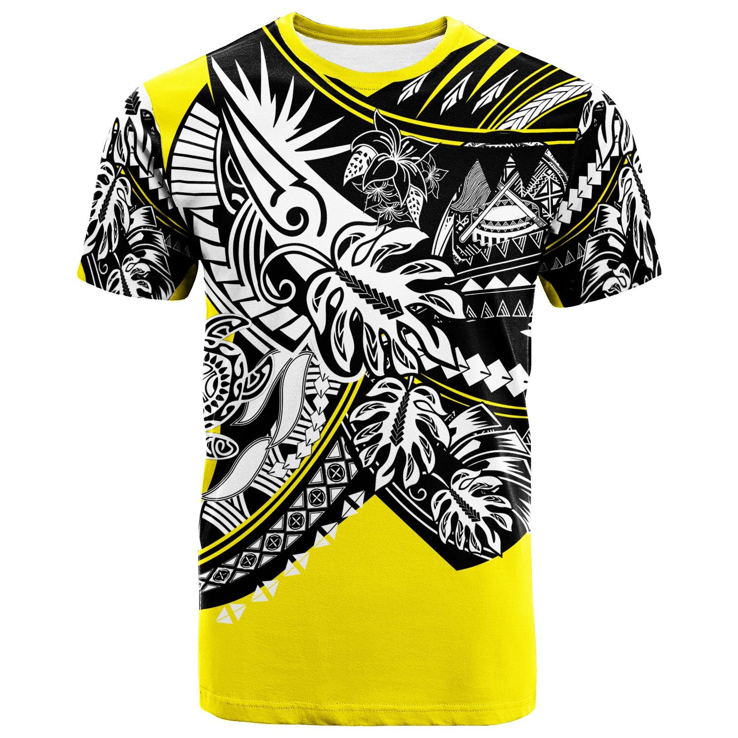 American Samoa T Shirt Tribal Jungle Yellow Pattern Unisex Yellow - Polynesian Pride