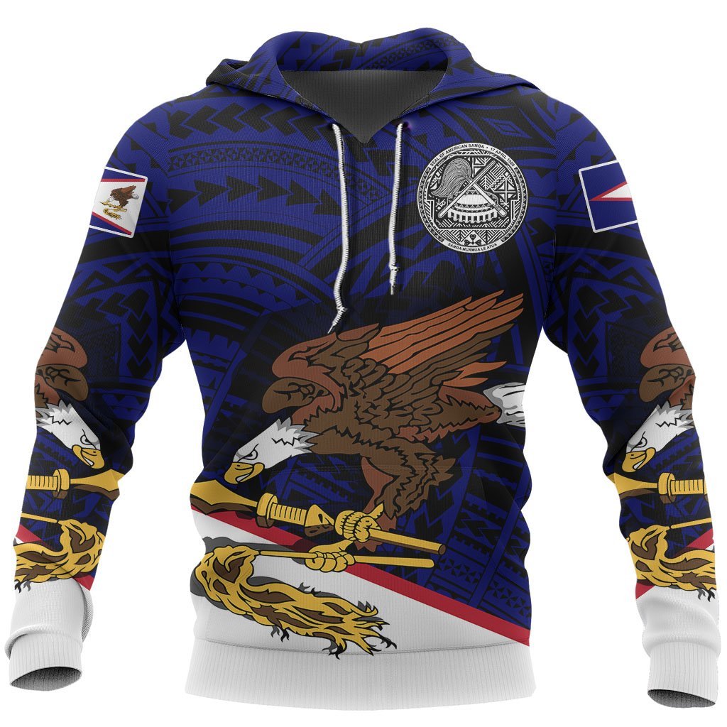 American Samoa Hoodie American Samoa Flag Seal Special Unisex Blue - Polynesian Pride