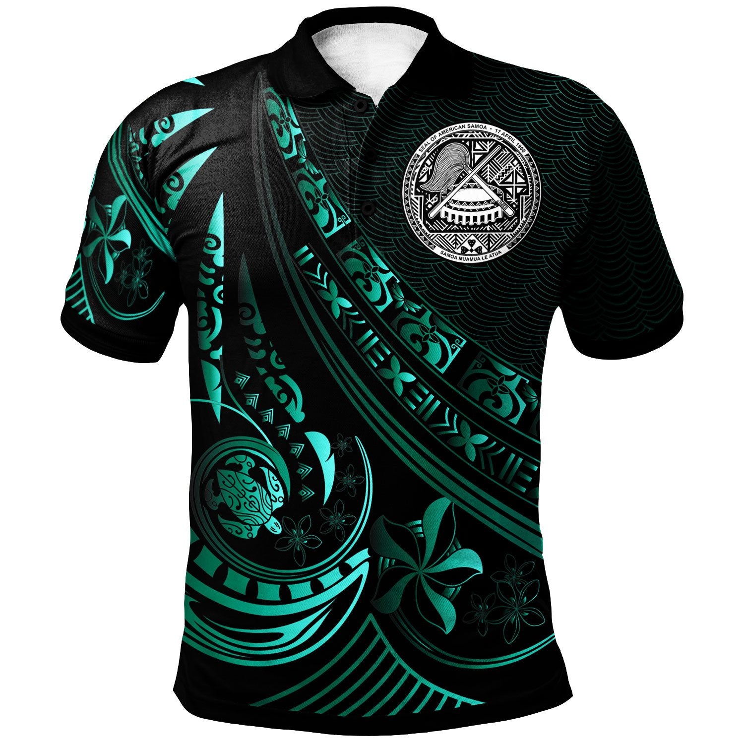 American Samoa Polo Shirt The Flow Of The Ocean Green Unisex Green - Polynesian Pride