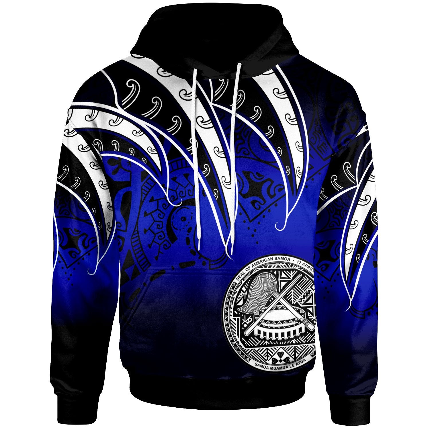 American Samoa Hoodie Tropical Leaf Gradient Blue Style Unisex Blue - Polynesian Pride