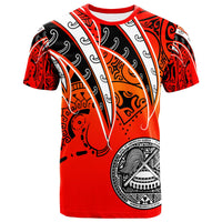 American Samoa T Shirt Tropical Leaf Red Gradient Style Unisex Red - Polynesian Pride