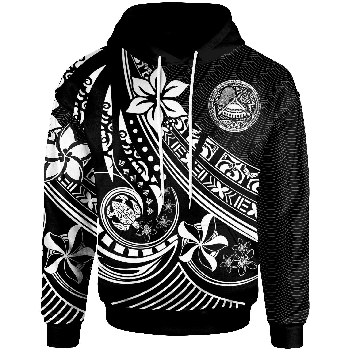 American Samoa Hoodie The Flow of The Ocean White Unisex White - Polynesian Pride