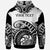 American Samoa Custom Zip Hoodie Ethnic Style With Round Black White Pattern - Polynesian Pride