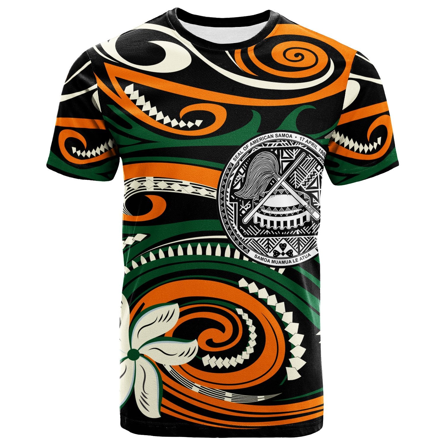 American Samoa T Shirt Vortex Style Unisex Orange - Polynesian Pride