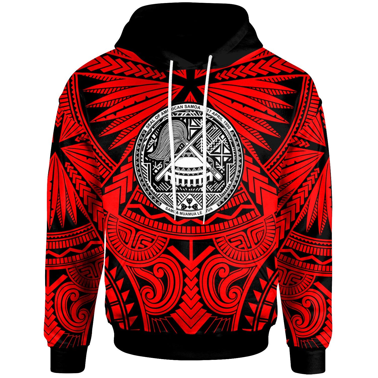 American Samoa Hoodie Classic Vignette Style Unisex Red - Polynesian Pride