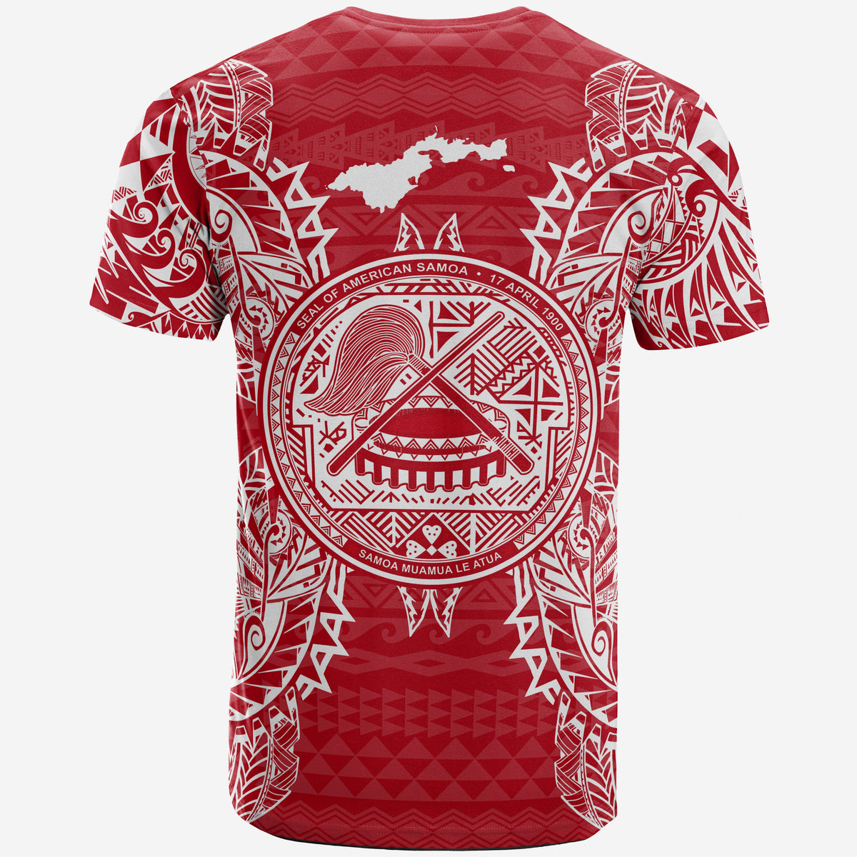 American Samoa T Shirt American Samoan Coat of Arms Map Polynesian Tattoo Red White - Polynesian Pride