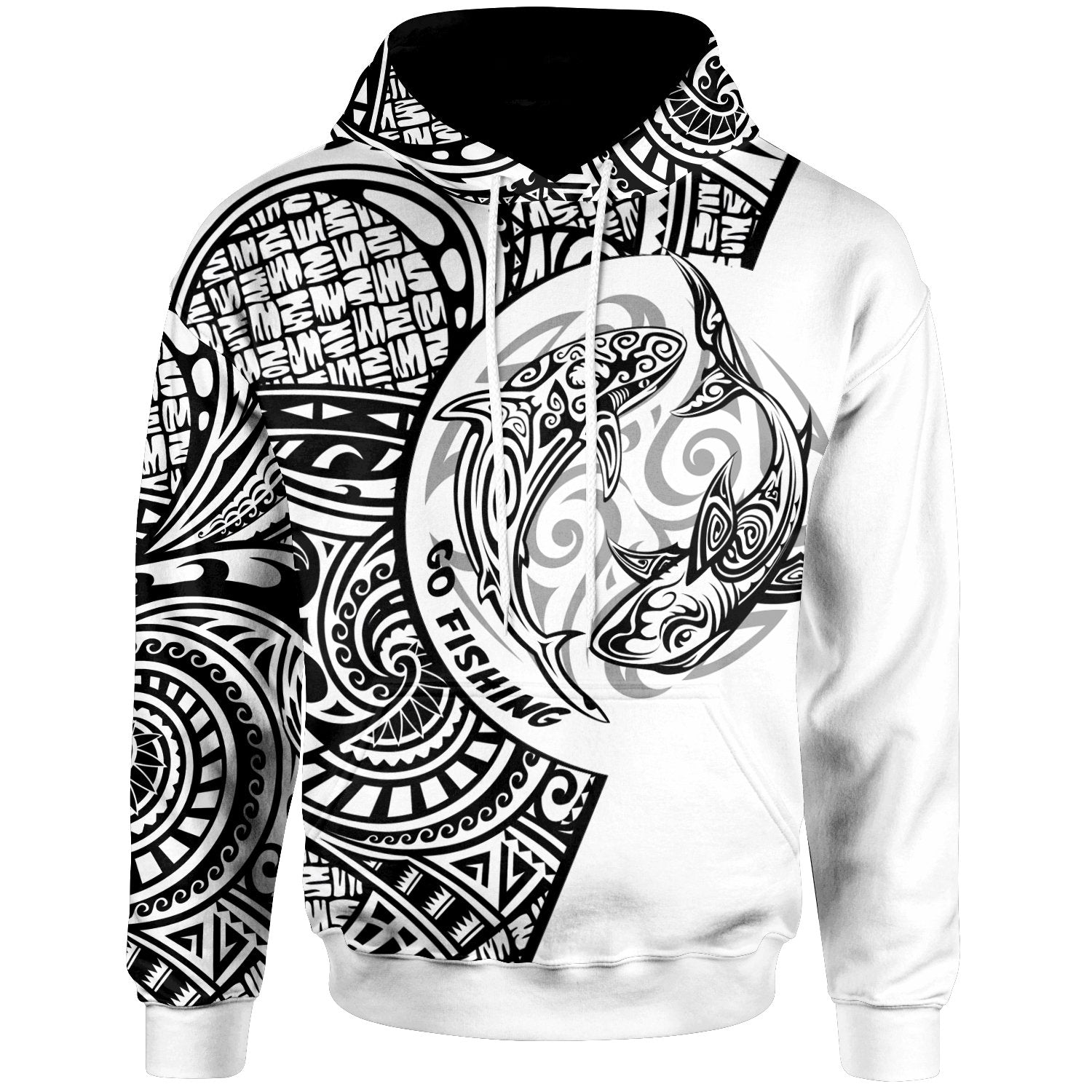 American Samoa Hoodie Go Fishing Now Unisex White - Polynesian Pride