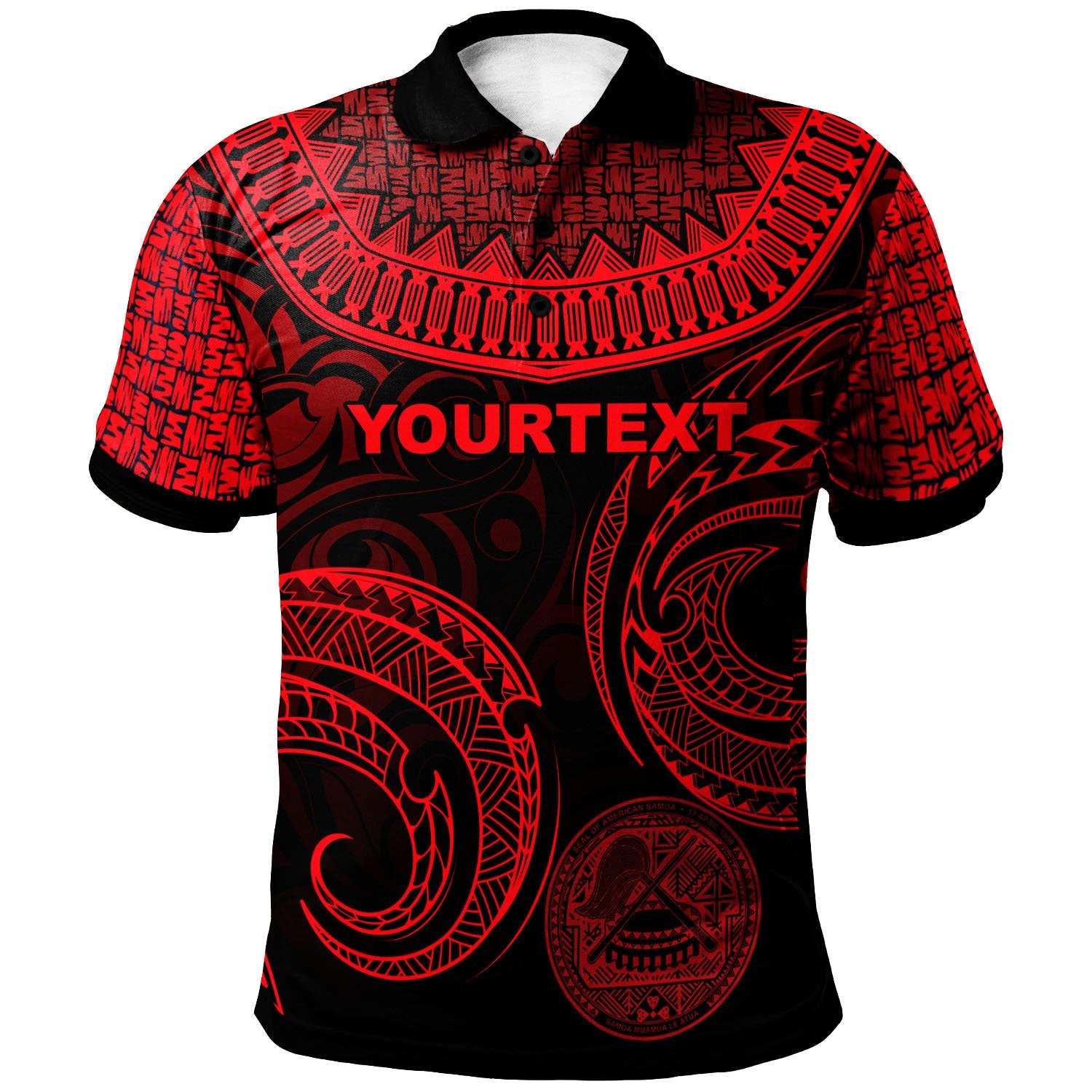 American Samoa Custom Polo Shirt Unique Serrated Texture Red Unisex Red - Polynesian Pride