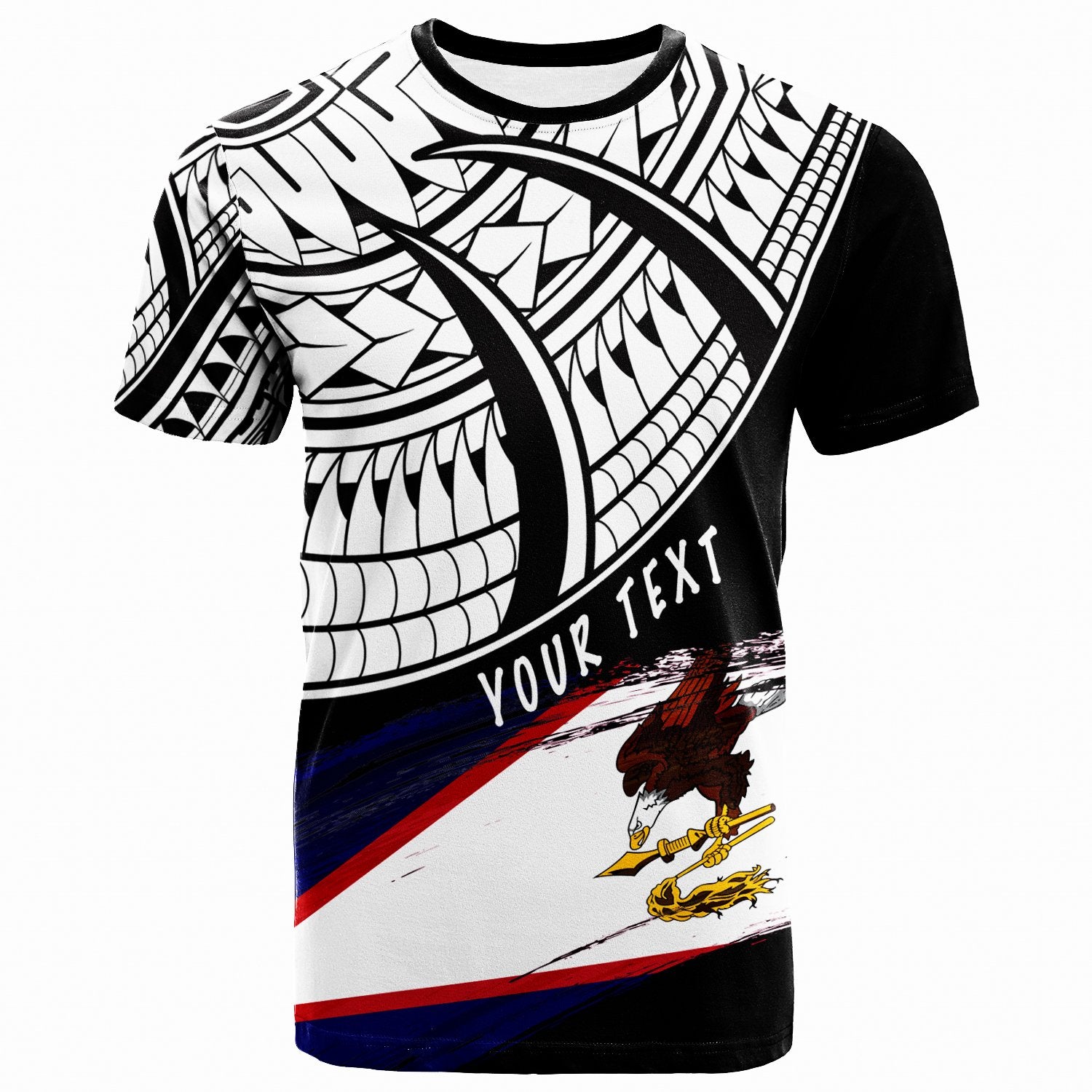 American Samoa Custom T Shirt Claws Pattern With Flag Black Color Unisex Black - Polynesian Pride