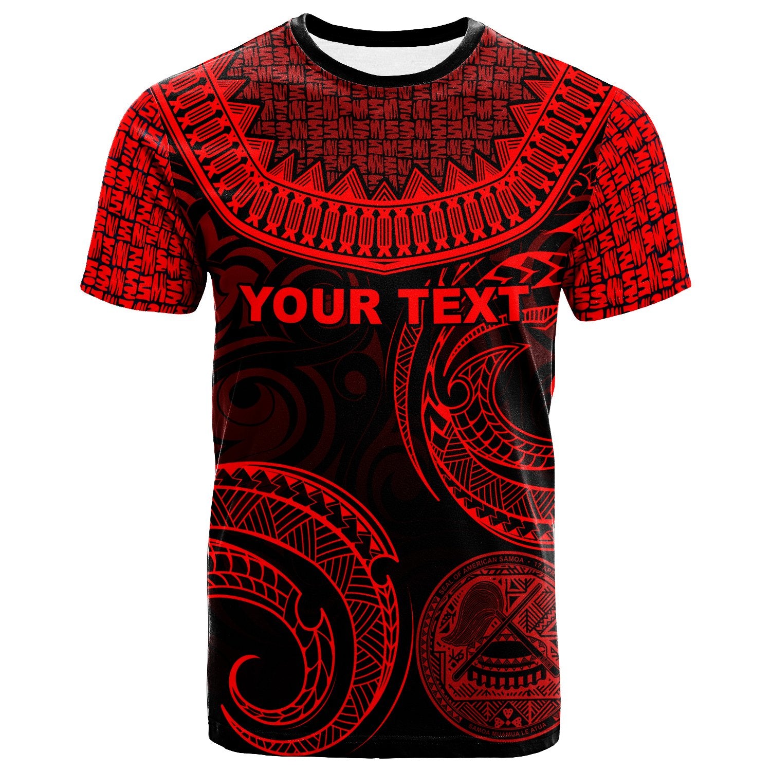 American Samoa Custom T Shirt Unique Serrated Texture Red Unisex Red - Polynesian Pride