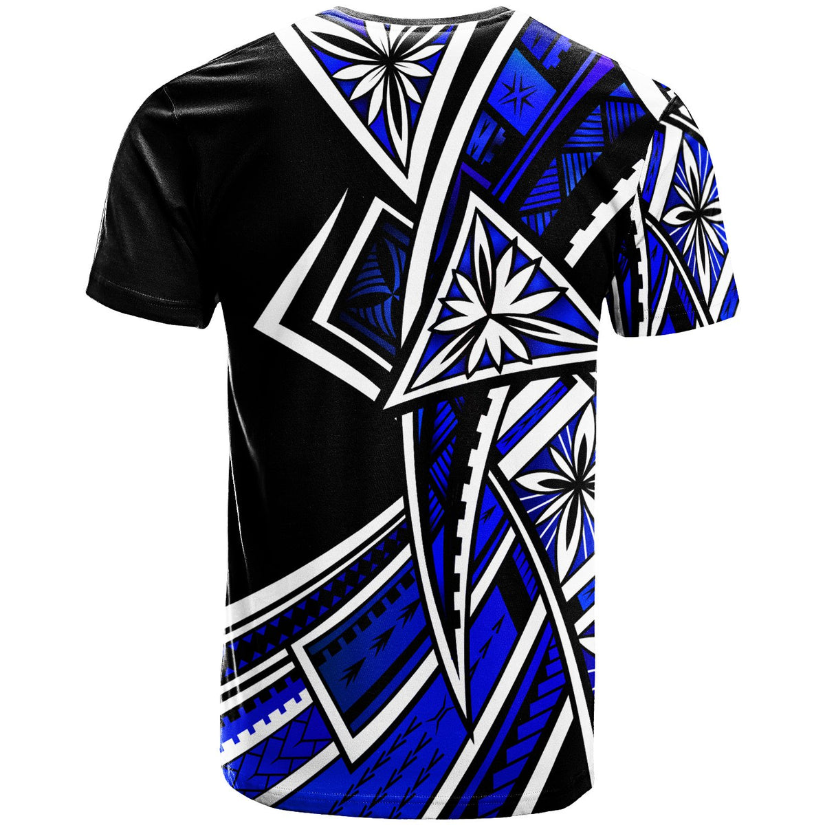 Samoa T Shirt Tribal Flower Special Pattern Blue Color - Polynesian Pride