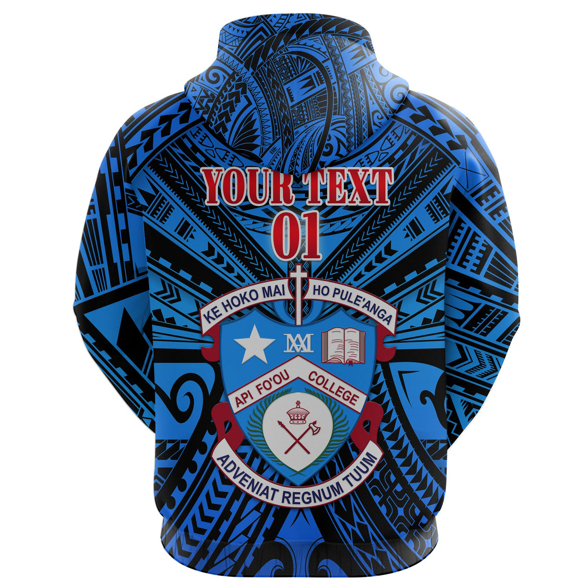 Custom Kolisi Apifoou College Tonga Hoodie Blue, Custom Text and Number - Polynesian Pride